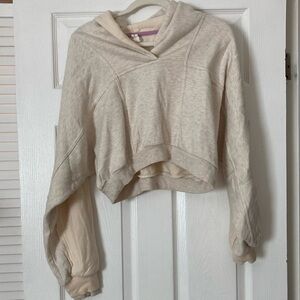 Cream Cropped Hoodie Anthropology